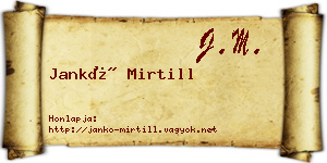 Jankó Mirtill névjegykártya